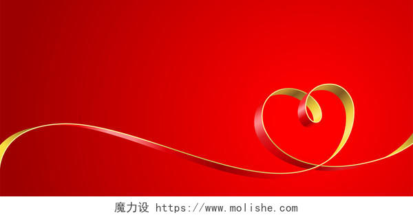 丝带缠绕在红色背景上的一颗心的矢量图